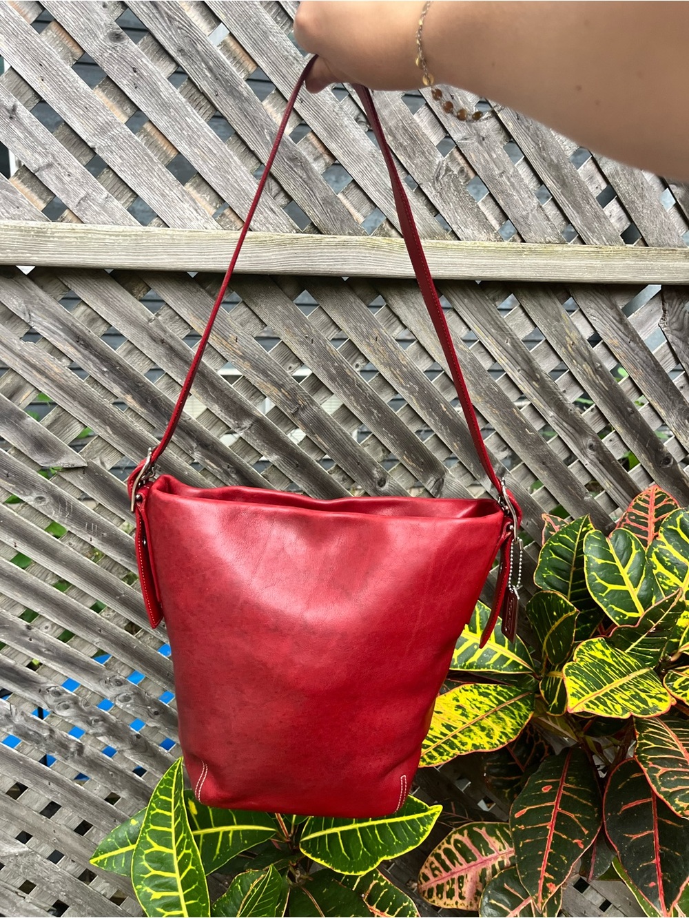 COACH Legacy Soho Soft Red Leather Bucket Bag 9186